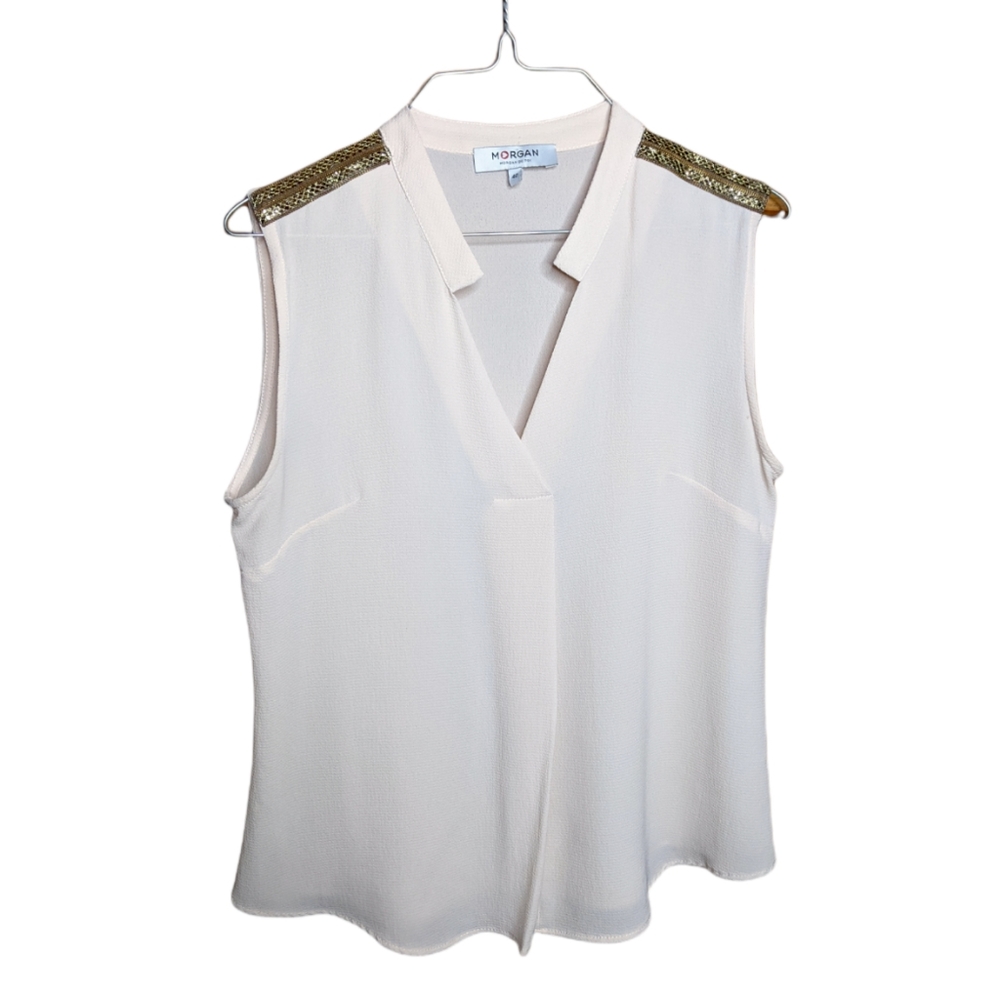 Morgan de Toi Blush Pink Gold Sleeveless Blouse FR 40 / US 8